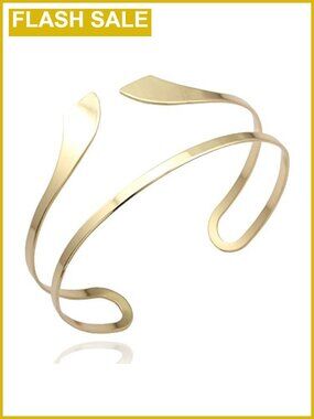 Gold Tone Egyptian Snake Swirl Arm Cuff Bangle Bracelet Upper Arm Jewelry